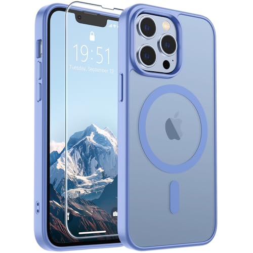 Image of SUPFINE Magnetic for iPhone 13 Pro Case (Compatible with MagSafe) (Military Grade Drop Protection) Slim Translucent Matte Shockproof with Anti-Fingerprint Phone Case,Blue Purple