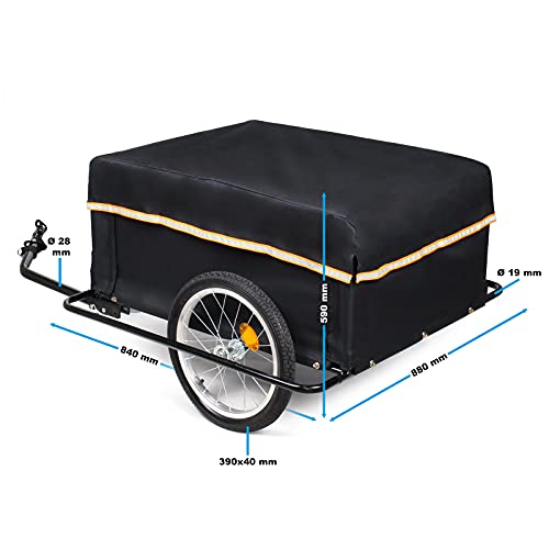 Wiltec Fahrrad Lastenanhänger 139x88x60 cm bis 65 kg, Fahrradanhänger mit Radschutz Rahmen, Deichsel klappbar & Schnellkupplung für Einkäufe, Urlaub, Radtouren