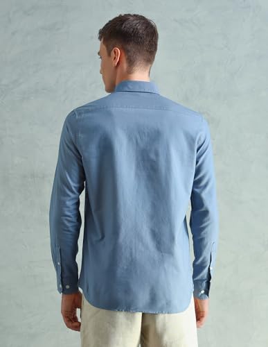 Image of Arrow Sport Solid Slim Fit Cotton Shirt for Men - Full Sleeve Mens Casual Shirts