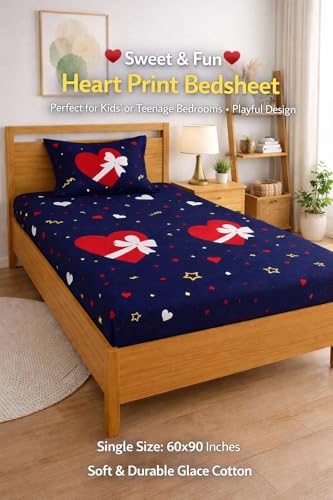 Image of DECORUM Glace Cotton Single Bedsheet with 1 Pillow Cover | Soft, Durable, Lightweight & Skin-Friendly Fabric| Suitable for Single /Diwan Bed Size