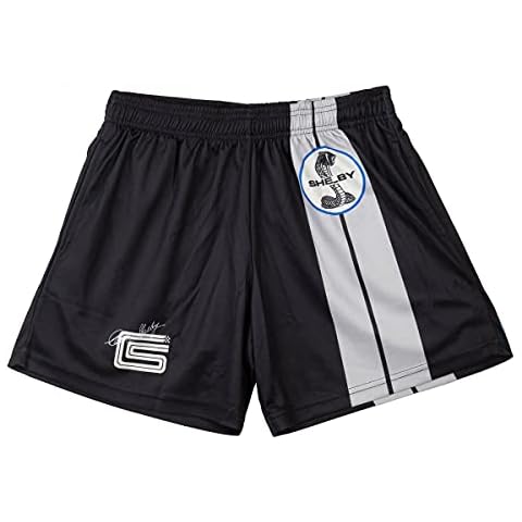 Shelby American Black Two Stripe Shorts | Performance, Quick Dry, Moisture Wicking Fabric | Officially Licensed, Black, Large Cover
