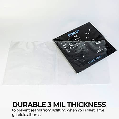 Gatefold Outer Lp Sleeves For 12 Inch Vinyl Record Storage | 3 Mil Thick Poly Clear Record Sleeves With Easy Access To Records In Vinyl Albums | Plastic Sleeve Protector (25 Pack) #TOP1