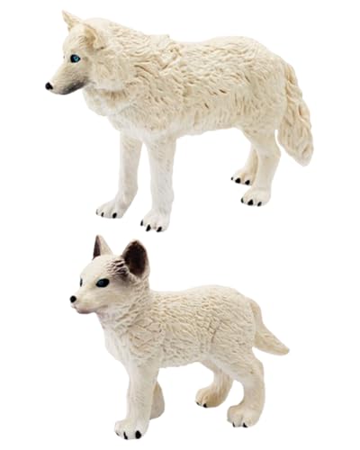 Image of 2PCS Wolf Toy, Arctic Wolf Figurine for Kids and Animal Lovers, Educational Animal Model for Cognitive Learning and Parent-Child Interaction, Collectible Wolf Statue for Home Decor