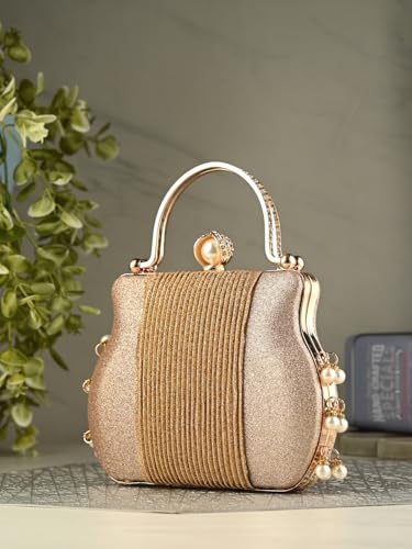 Image of TOOBA Handicraft Clutch Purse For Women with Elite Design Embroidered| Bridal, Party, Wedding Sling Bag