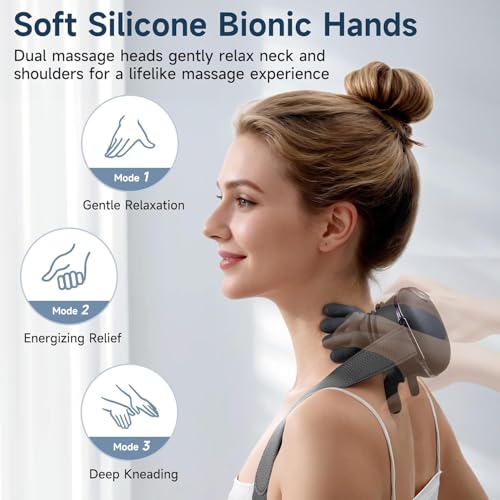 Image of Careboda Hand Shape Neck Massager for Cervical Pain Relief - 4D Bionic Kneading Shoulder Massager with Heat, Wireless Electric Massager Machine for Back & Body Pain (HAND-BLK)