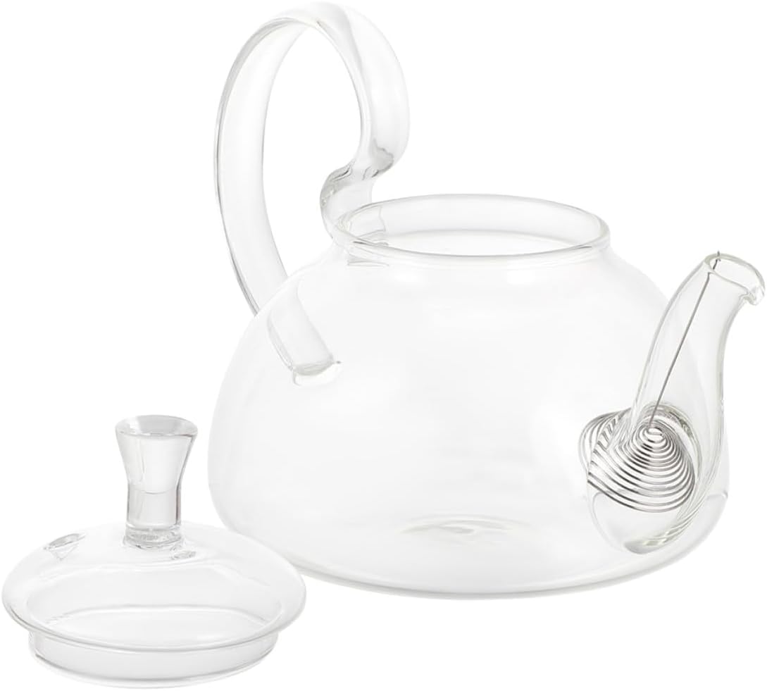 Ciieeo High Borosilicate Glass Tea Kettle Stovetop Tea Brewing Pot with Ergonomic Handle and Leak-resistant Spout for Home Office Relaxation