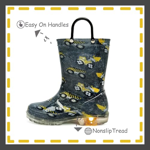 Image of Outee Toddler Kids Adorable Lightwight Waterproof Rain Boots Light Up by Steps