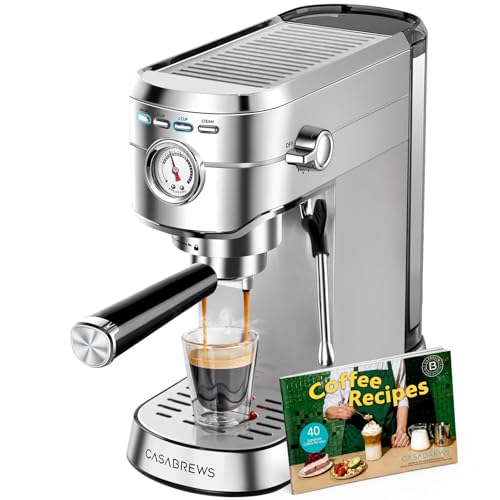 CASABREWS CM5418 Espresso Machine 20 Bar, Compact Espresso Maker with Steam Milk Frother, Stainless...