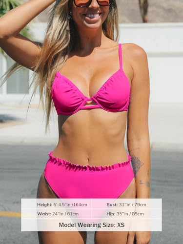 Image of CUPSHE Women Swimsuit Bikini Set High Waisted Two Piece Bathing Suit
