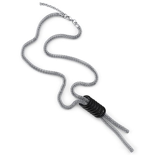 PEORA Gorgeous Y Lariat Layering Necklace for Women in Hypoallergenic High Grade Stainless Steel Mesh, 24+2 inches,
