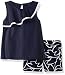 Nautica Girls' Sleeveless Knit Top with Leaf Print Woven Short Set