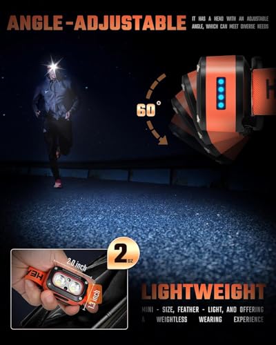 Image of LED Headlamp Rechargeable USB Type-C | Motion Sensor Head Torch with 4 Modes | Work Light | XPG + Red LED | Lightweight Hands-Free Headlamp for Camping, Hiking, Repairing | 600mAh Battery