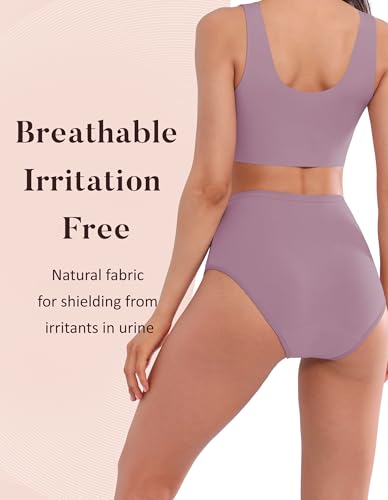 Image of AIRCUTE Washable Urinary Incontinence Protective Underwear for Women Leak Proof Absorbent Reusable Panties 60ML 1 Pack (Lilac, 2X-Large)