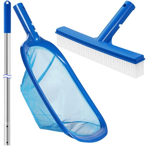 Potchen 3 Pcs Pool Cleaning Kit with Hand Skimmer Net, 10" Brush by Potchen - Used condition - US$21.84