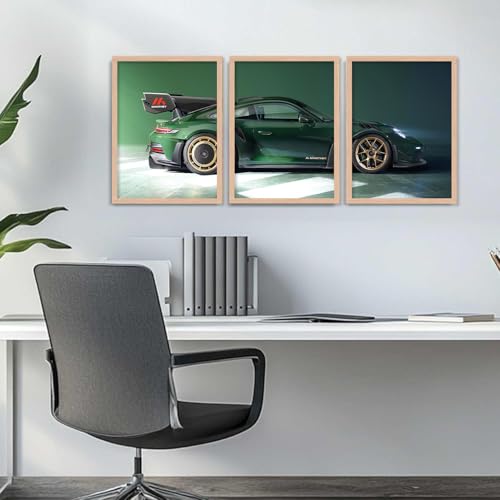 Image of TASVEE Car wall posters | set of 3 wall frames | posters for wall | Wall Decoration for Bedroom, Living Room & Office | Best Gift for Boys & Car Lovers (A9, MEDIUM 10X13, Framed)