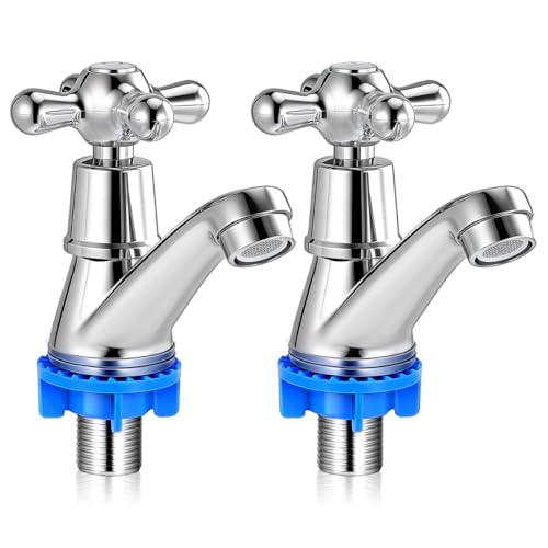 Nuobesty Paire De Robinets Pour Lavabo De Salle De Bain Avec PoignéE Unique Robinet D'Eau Froide Et Chaude Rotatif Robinetes Monotrou En Alliage De Zinc Durable Installation Facile Pour Vasque