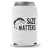 Fishing Size Matters | Funny Novelty Can Cooler Coolie Huggie | Fish Beer Beverage Holder - Beer Gifts Home - Quality Neoprene No Fade Can Cooler