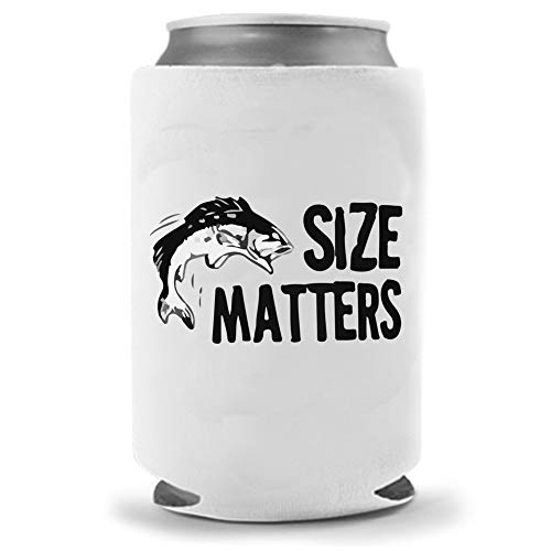 Fishing Size Matters | Funny Novelty Can Cooler Coolie | Fish Beer Beverage Holder - Beer Gifts Home - Neoprene No Fade Can Cooler
