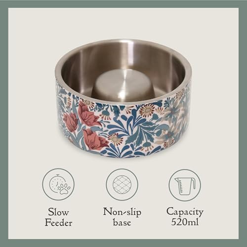 Rosewood x Morris & Co. Bower Berry Slow Feeder Bowl for Dogs Blue, Durable Stainless Steel Dog Bowl, Aids Digestion - Image 3