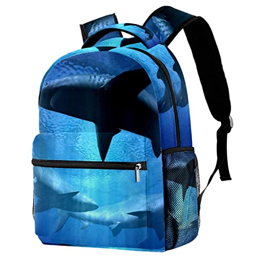 Mochila de tiburones para universidad y actividades al aire libre con compartimentos