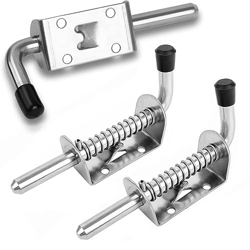 Pestillo con Muelle para Puertas de Madera, 2 Piezas, Pernos para Puerta Patio, Shed, Portón del Garaje(10 * 128mm)