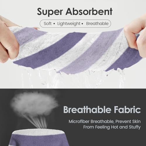 Image of JML Microfiber Bath Towels, Bath Towel 2 Pack 30 inch x 60 inch, Oversized, Soft, Super Absorbent and Fast Drying, Multipurpose Bathroom Towel Set for Sport, Fitness, Yoga, Coral Fleece Stripe Purple