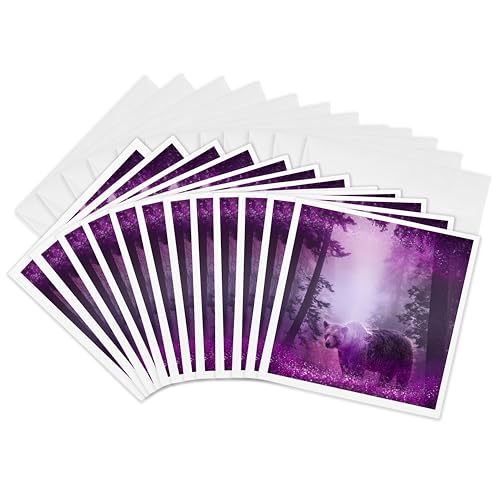 3dRose �O���[�e�B���O�J�[�h - �s���N�p�[�v���̐X�̒��̌F - 6 x 6�C���` 12���Z�b�g (gc_276348_2)