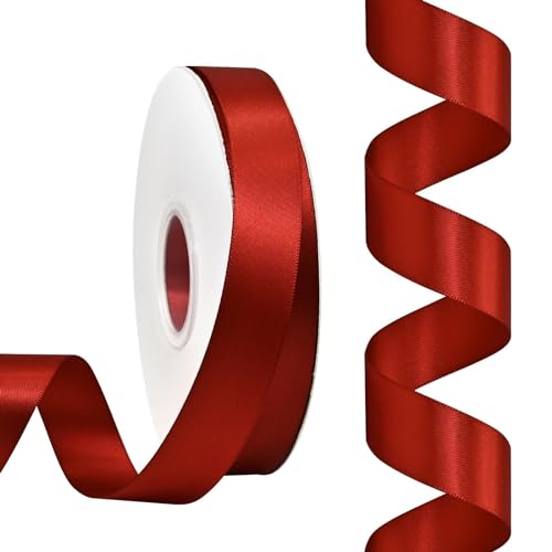 Rilisili Red Satin Ribbon 7/8 Inch 50 Yards Double Faced Polyester Satin Ribbons for Gift Wrapping DIY Crafts Weddings Invitations Flower Bouquet Bow Making Home Decor Sewing