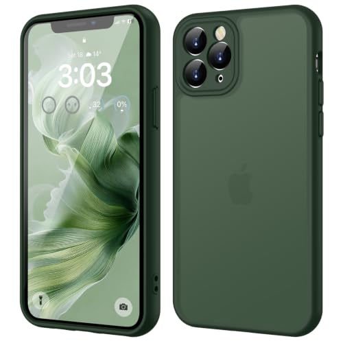ORDA für iPhone 11 Pro Max Hülle 6 5 Zoll Vollständiger Kameraschutz Stoßfest Kratzfest Transluzente Rückseite Schutzhülle Anti-Fingerabdruck Matt Handyhülle für iPhone 11 Pro Max Grün