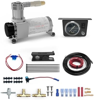 RETRUE Onboard Air Compressor System for Truck Airbag Suspension - Universal Air Bag Compressor kit for Ford F150, F250, F350, Chevrolet Silverado, GMC Sierra, Dodge Ram and More Air bags Kit