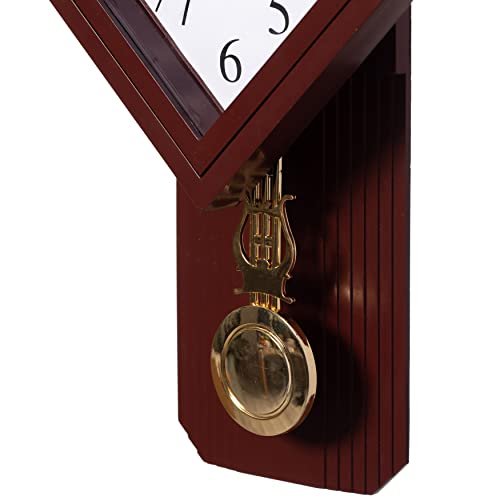 Clockswise QI004508.BN Traditional Brown Square Wood- Looking Pendulum Plastic Wall Clock thumb #7