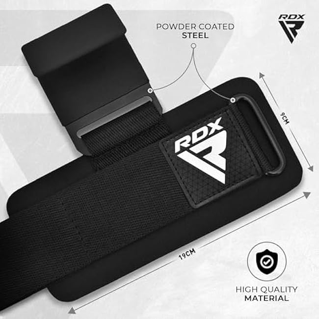 RDX Weight Lifting Hooks for Deadlifting (Pair) - 600Lbs Capacity - 8MM Neoprene Wrist Support Wraps - Grip Enhancer for Pull Ups Lat Pulldowns Rows - Adjustable Gym Workout Power Straps for Men Women