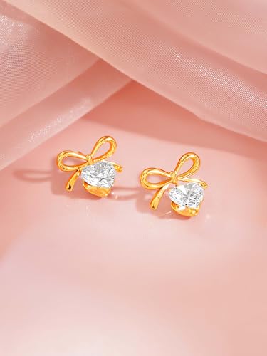 Image of 18K Gold Plated Heart Earrings for Women & Girls | Heart Hoops, Studs & Huggies | Waterproof and Anti Tarnish Jewellery | Valentines Gift for Girlfriend | Gifts for Women | 1 Year Warranty*