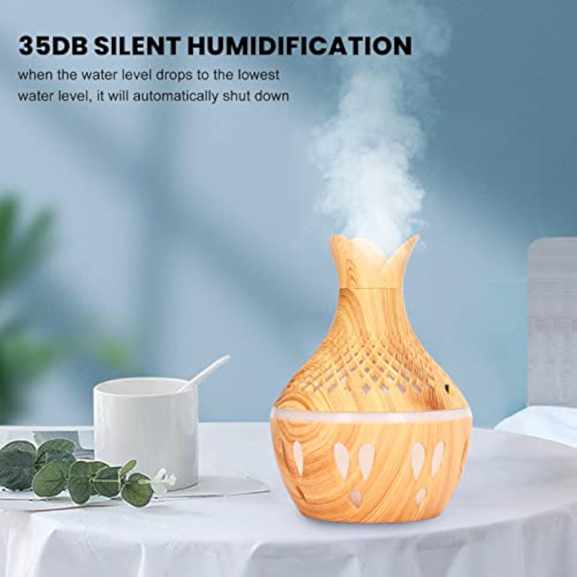 Wood Grain LED Light Aromatherapy Diffuser for Bedroom