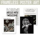 KDHTY Vintage 70s Disco Ball Newspaper Prints Wall Art,Retro Room Cheetah Print Decor,Trendy Black And White Newspaper Wall Art,Record Player Poster for Room Aesthetic,Vintage Decor for College Apartment 8x10 Unframed 4 Pcs