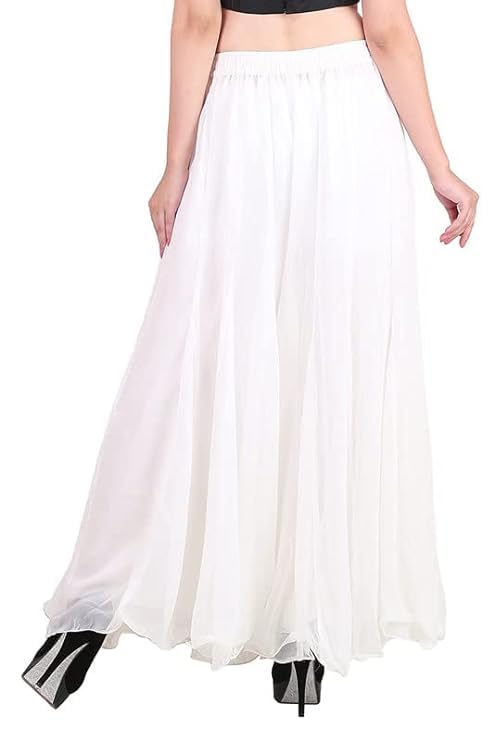 Image of Kvish Regular Loose Fit Solid Colour Georgette Flared Sharara Palazzo for Women
