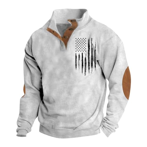 Mens Long Sleeve Sweatshirts Corduroy Elbow Patches Shirt Lapel Collar Pullover Fall Western Tops