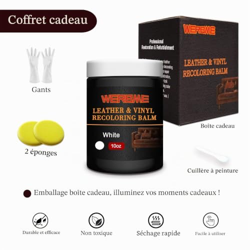 WERBME Pâte Réparatrice Cuir, Blanc, 280g, Restaurateur de Couleur Cuir pour Rayures et Décolorés, Kit de réparation pour Cuir pour Réparations et mises à Jour de Meubles, Canapés – vue 5