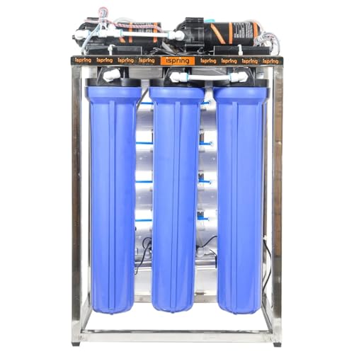 Image of iSpring 100 LPH Commercial RO Water Purifier Plant with TDS Adjuster 100 Litre Blue Stainless steel Full Automatic with TDS Adjuster