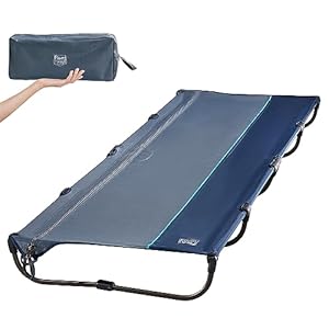 TIMBER RIDGE Lightweight Aluminum Camping Cot, 20-Second Quick Set-Up Folding Cot with Zipper Closure, Portable Carry Bag Included for Camping, Travel and Outdoors, Support up to 225lbs, Navy