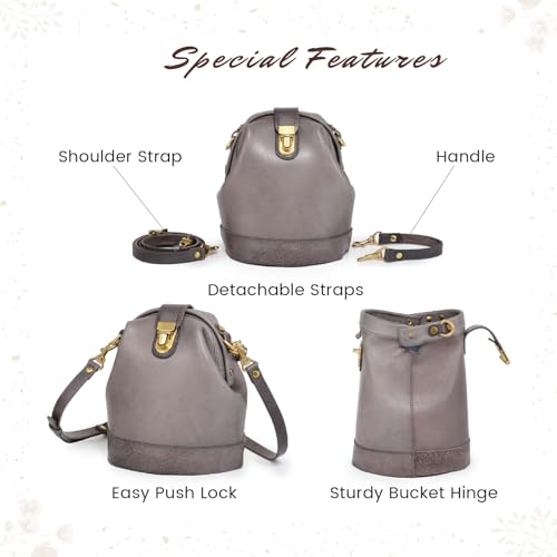 Image of OLD TREND Doctor Bucket Crossbody Handbag | Luxurious and Versatile Bag for Women | Genuine Cowhide Leather