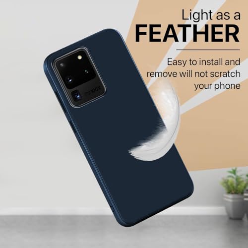 Image of Back Cover | Full Camera Protection | Premium Liquid Silicon Case | Flexible Bumper Case for Samsung Galaxy S20 Ultra 4G / S20 Ultra 5G (Dark Blue)