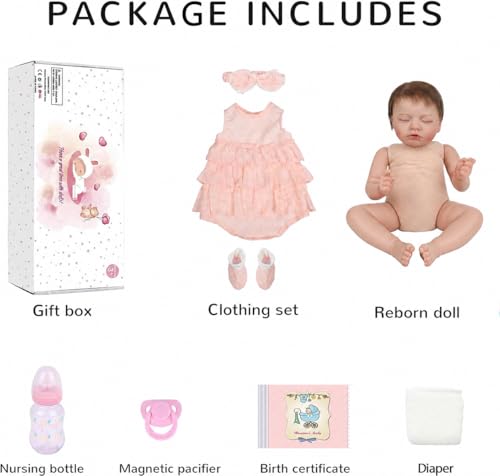 Muñeca Reborn KSBD 20 pulgadas realista para niños 3+ miniatura 6