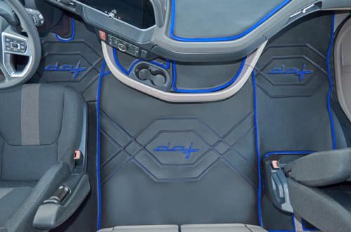 Tapis de sol en cuir DAF XG 2022+ avec siège passager pliable noir et bleu