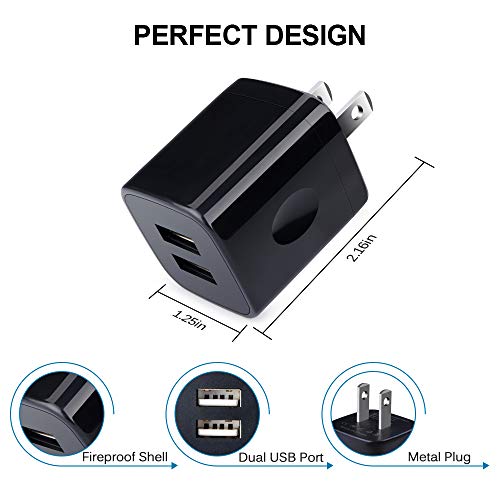 Image of Charger Box, Charging Cube 5 Pack,Dual USB Wall Charger 5V 2A Power Adapter