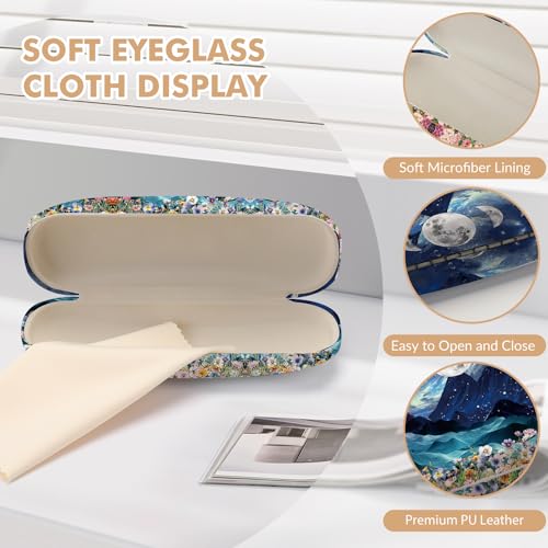 Image of Glasses Case Hard Shell,Portable Protective Eyeglasses Case, Eyeglass Holder Box with Cleaning Cloth,for Women Men