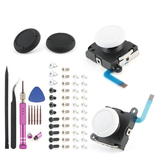 RongZy 2 Stück Sticks para Nintendo Switch Lite 3D Analoge Joystick Analog Thumbstick Joy-Con Controller Reparatur Kit Ersatz Zubehör(mit Schrauben)