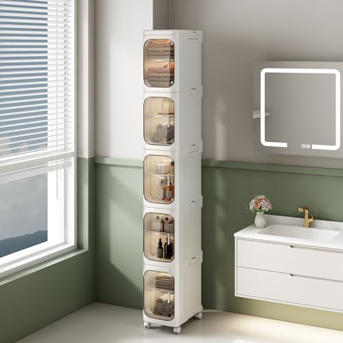 NETEL 5 Niveaux Boite Rangement Plastique,Meuble Salle de Bain avec séparateurs...