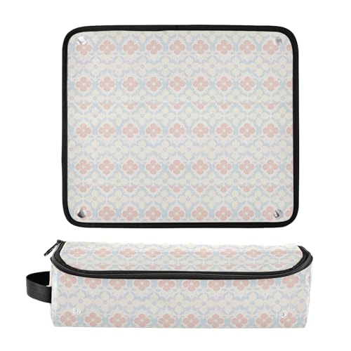 Bolsa para herramientas de cabello y estera resistente al calor impermeable para rizadores, planchas y accesorios, organizador portátil floral pastel miniatura 3
