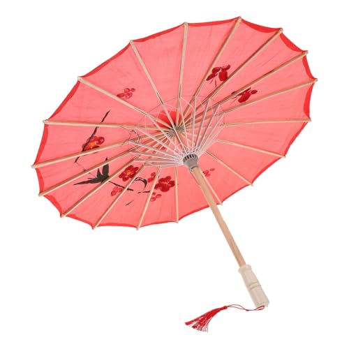 Beaupretty Parapluie Chinois Décoratif Rouge 55 Cm en Tissu et Bois, Parasol Asiatique pour Mariage, Séance Photo et Costume Traditionnel, Ombrelle Légère et Artisanale pour Spectacle